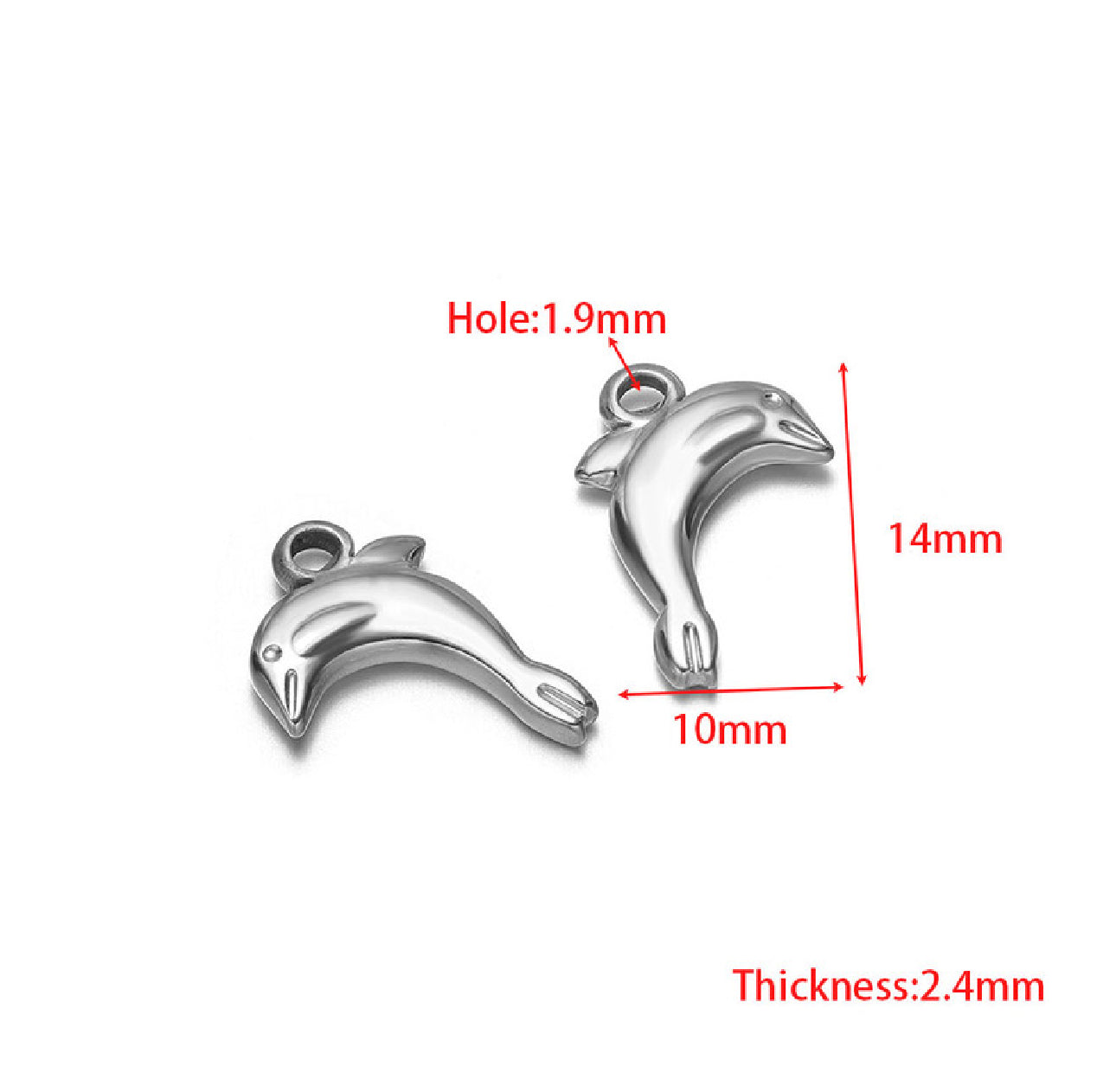 SS 2909 Dolphin Charm Silver plated stainless steel ( 1 piece ) Anti tarnish