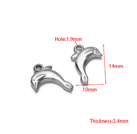 SS 2909 Dolphin Charm Silver plated stainless steel ( 1 piece ) Anti tarnish