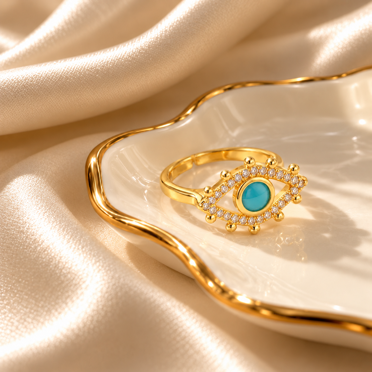 RSJ38A evil eye colour Ring 18k Gold PVD plated