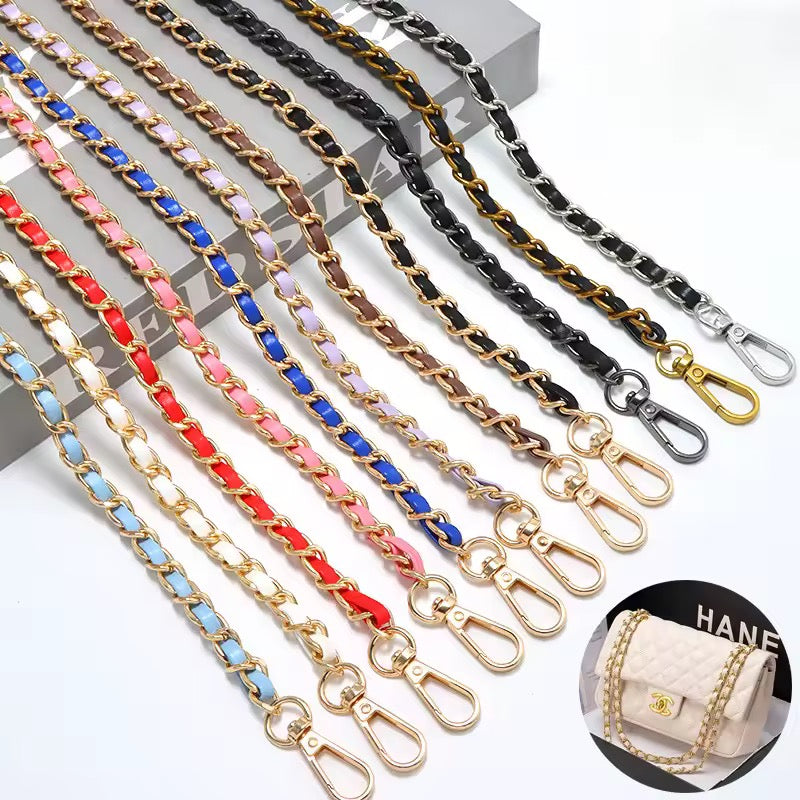 BBB 272 (c) White Handbag Shoulder Strap - Chain and leather Bag Hardware ( 1 pc ) ( 120 cm )