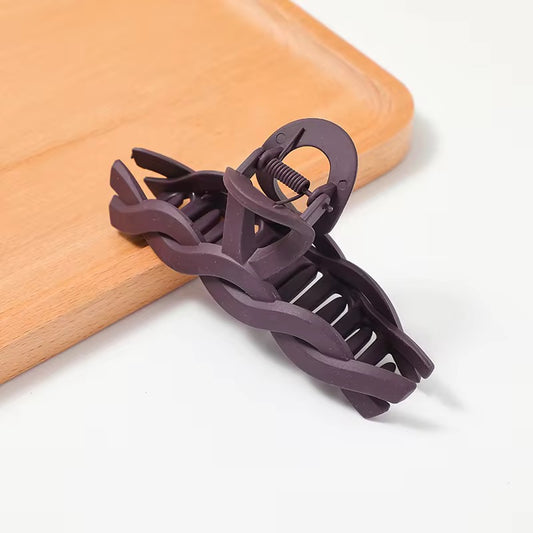 HA 03 (g) Reddish Brown Large Braided Hair Claw Clip ( 1 pc )
