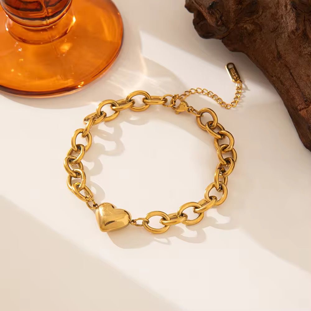 BSJ24B chunky heart Bracelet - 18k gold PVD plated