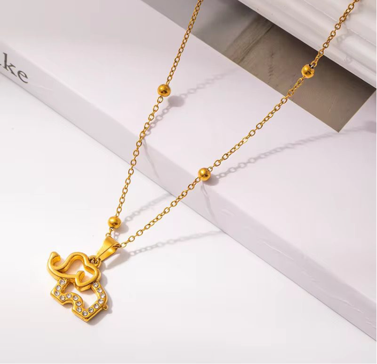NSJ15C Zircon dainty Necklace - 18k Gold PVD plated 316 stainless steel - Anti tarnish