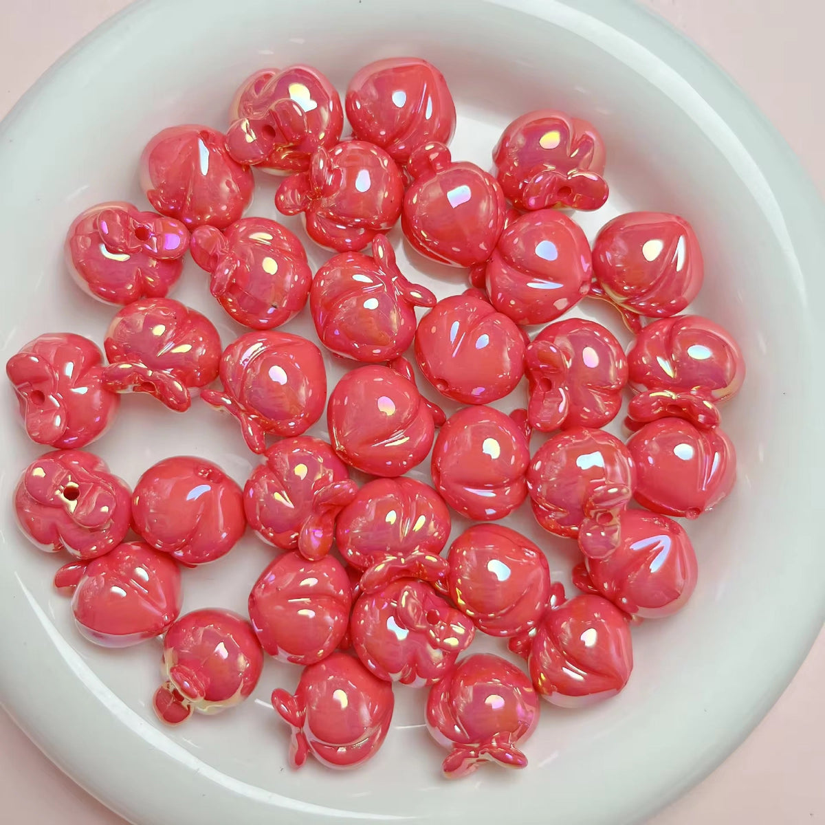 AB74 Fruit peach Shiny Bead ( 1 pc ) UV Plated Acrylic ( 16 mm )