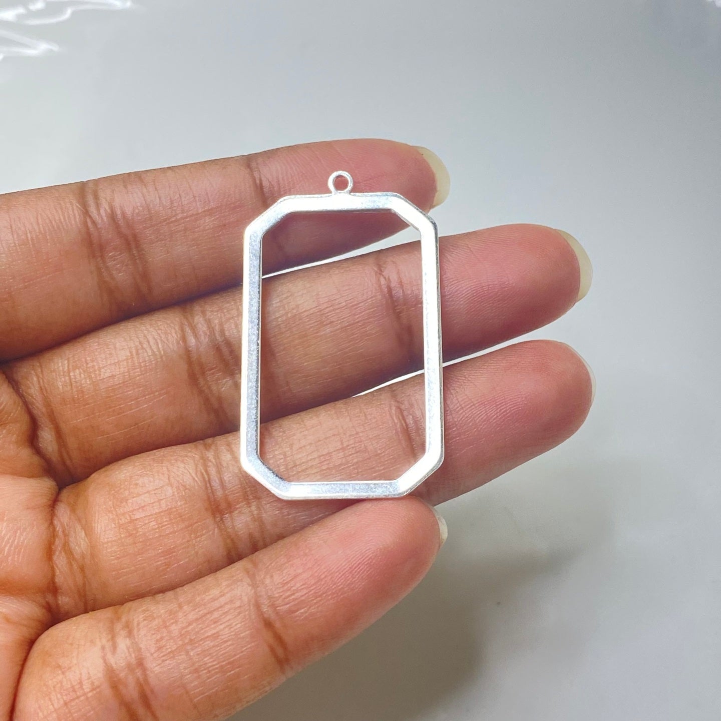 SS 296- Rectangle silver plated charm