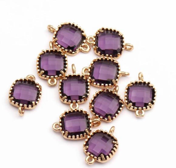 SS 515 purple crystal gold plated connector - per piece - anti tarnish