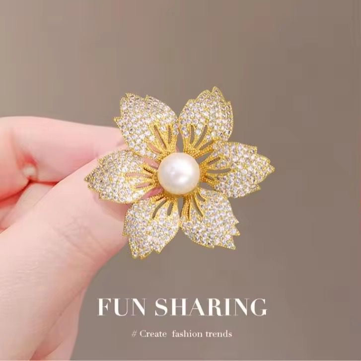 BR 102 Flower Zircon Brooch ( 1 PC ) Anti Resistant