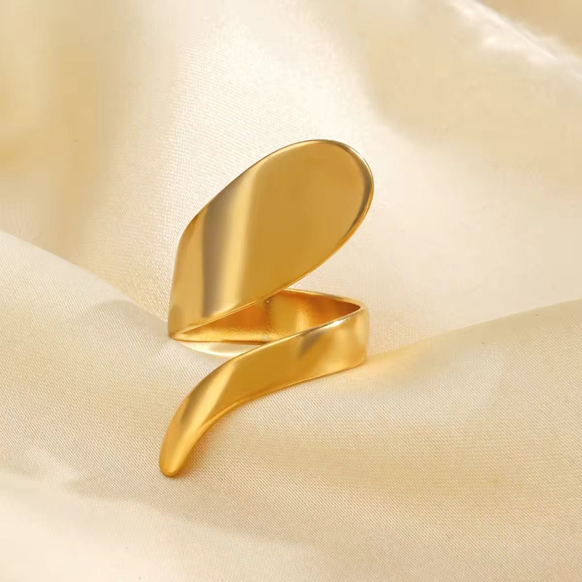 SJ 592 Silver Geometric Fashion Style Ring Adjustable - 18k Gold PVD plated stainless steel - Anti tarnish