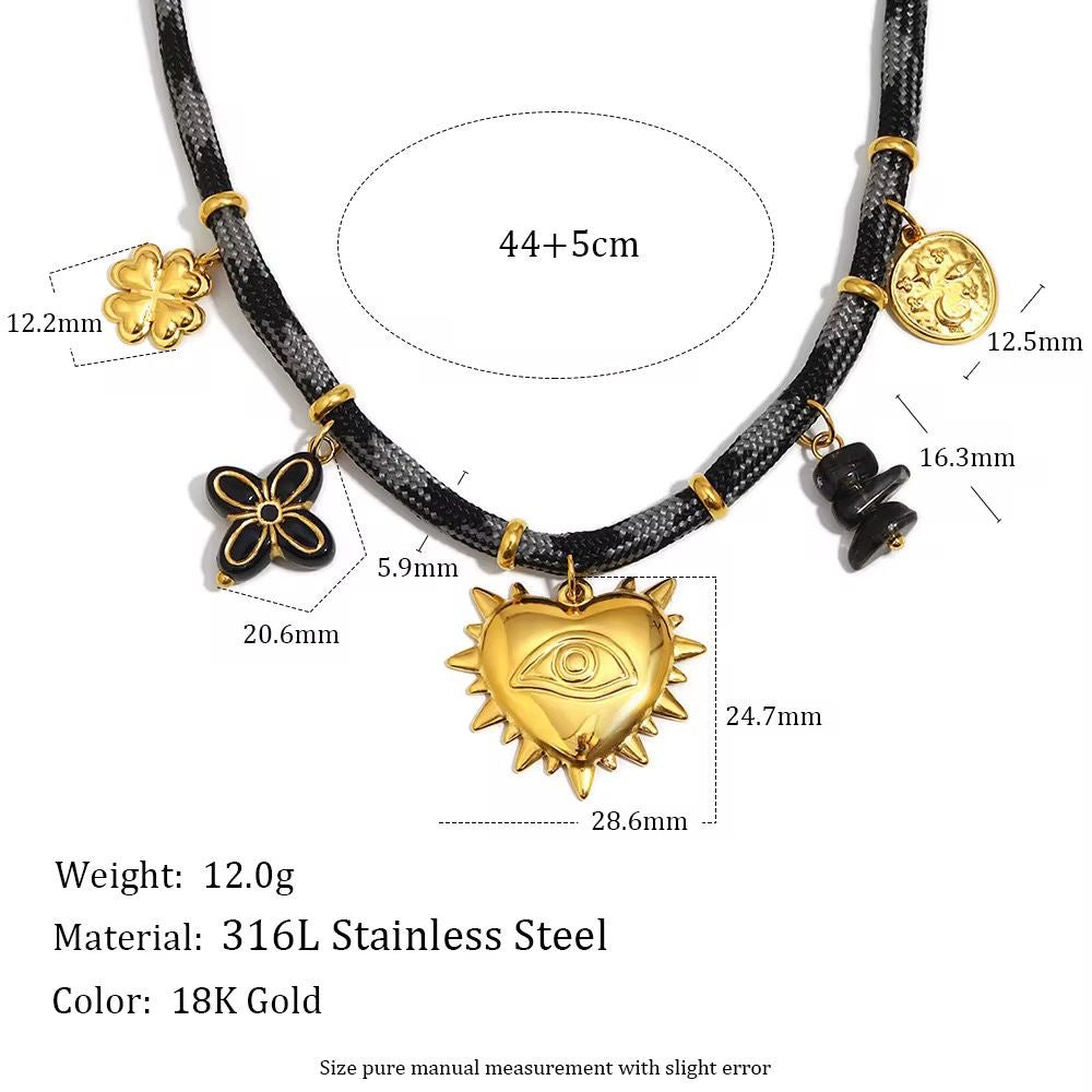SJ 976 Fashion Fabric Charm Necklace - Premium jewellery- 18k Gold PVD plated stainless steel - Anti tarnish