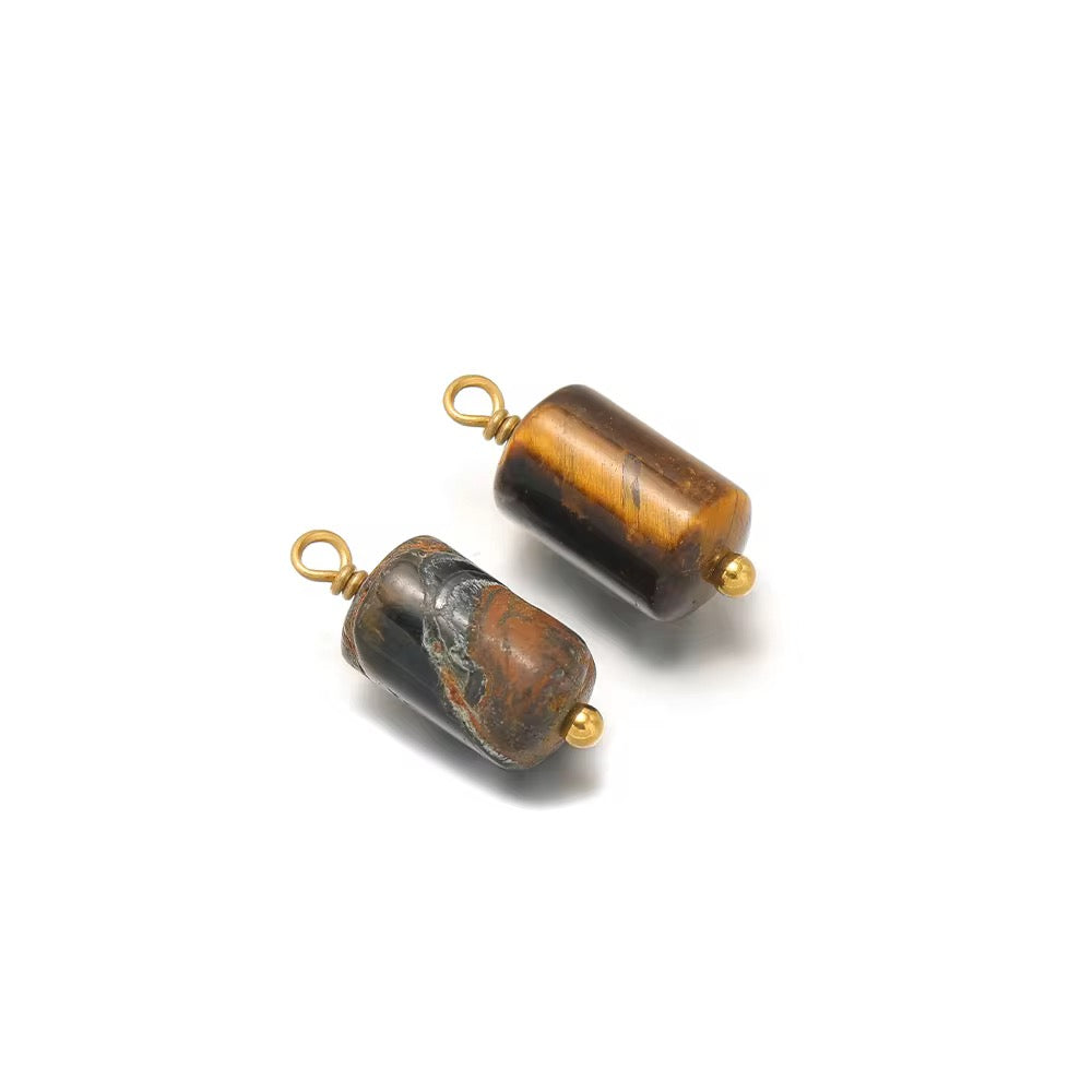 SS 2750 Gemstone Cylinder Pendant 18k Gold plated stainless steel ( 1 pc ) anti tarnish