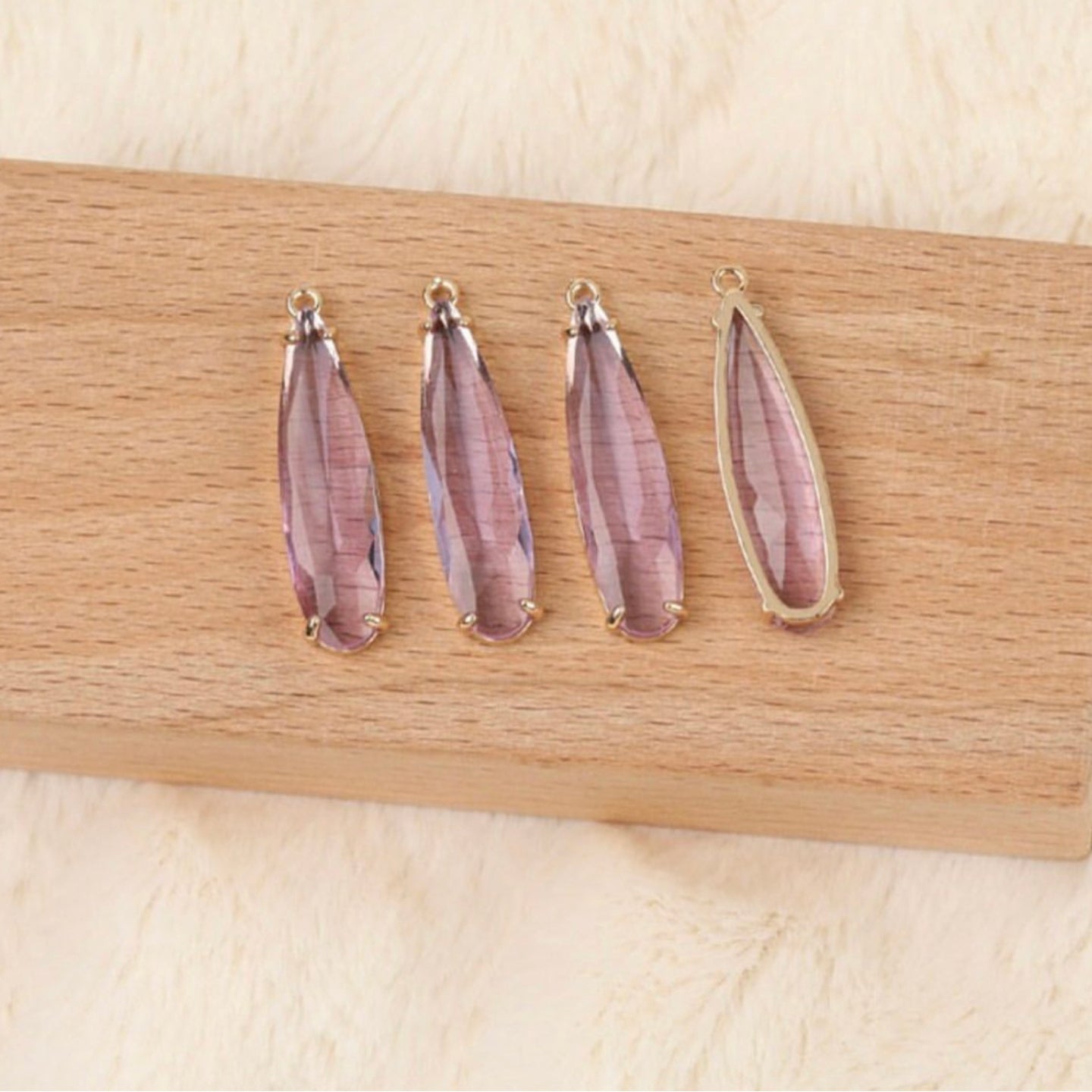 SS 483 light Purple Crystal Zircon long pendant Charm( 1 pc ) Anti tarnish