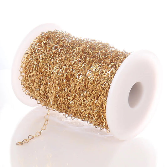 CN 238 Heart link gold Stainless steel chain ( 1 feet ) Anti tarnish