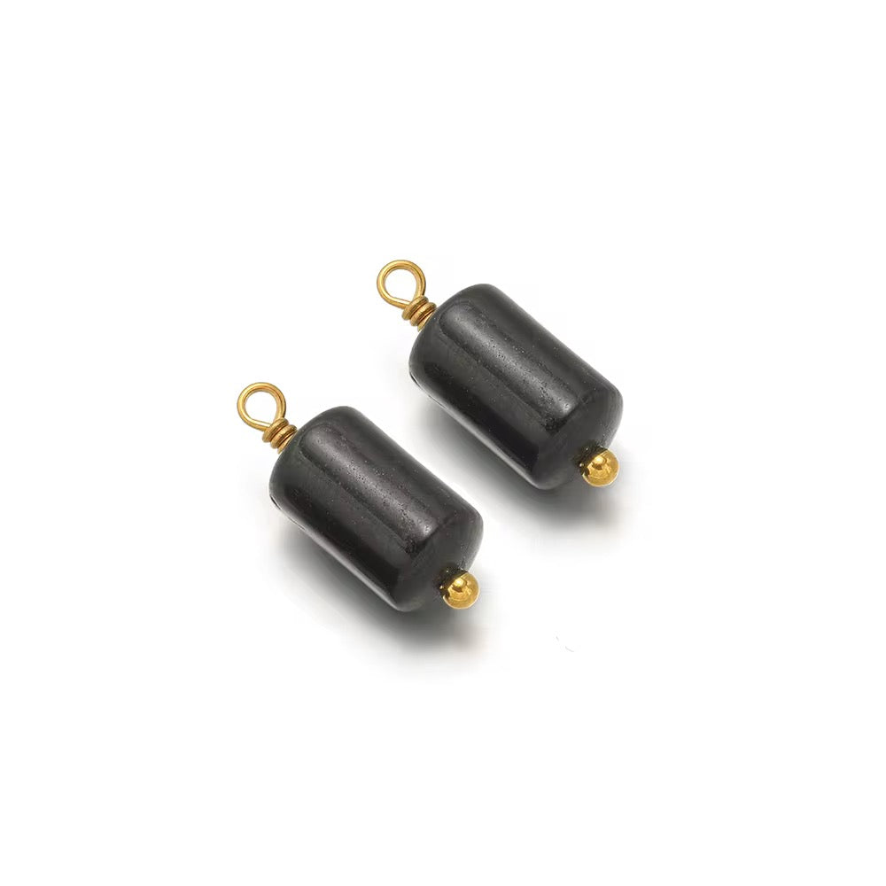 SS 2750 Gemstone Cylinder Pendant 18k Gold plated stainless steel ( 1 pc ) anti tarnish