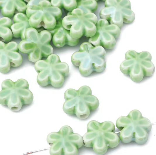 BBB 374 Floral Ceramic Bead ( 1 pc ) Porcelain Ceramic ( 12 mm )