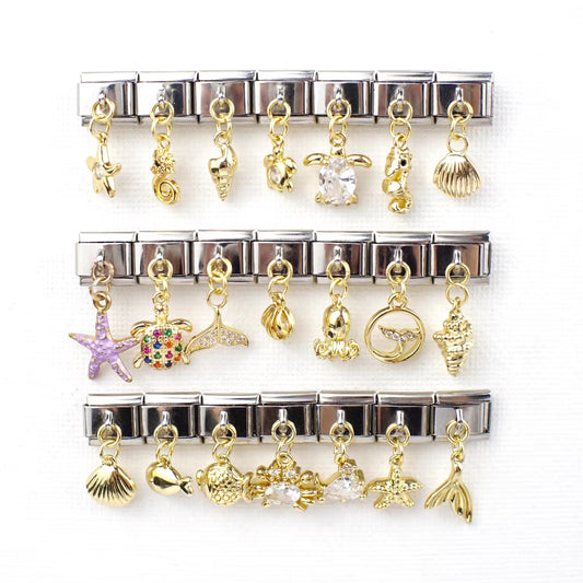 Italian charms zircon with loop bracelet ( part 3 ) stainless steel ( 1 pc ) Anti tarnish