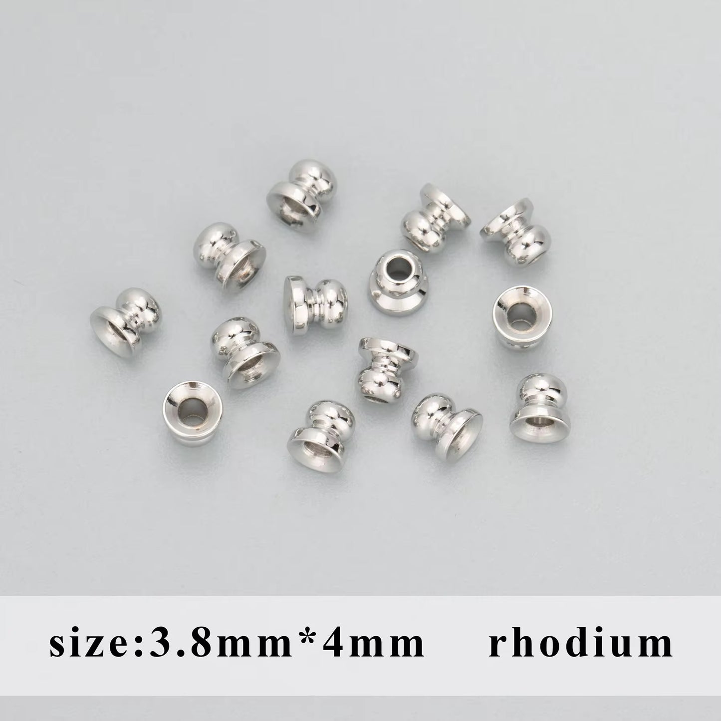 SS 2968 Bead End Spacer bead Rhodium plated ( 1 pc ) Anti tarnish