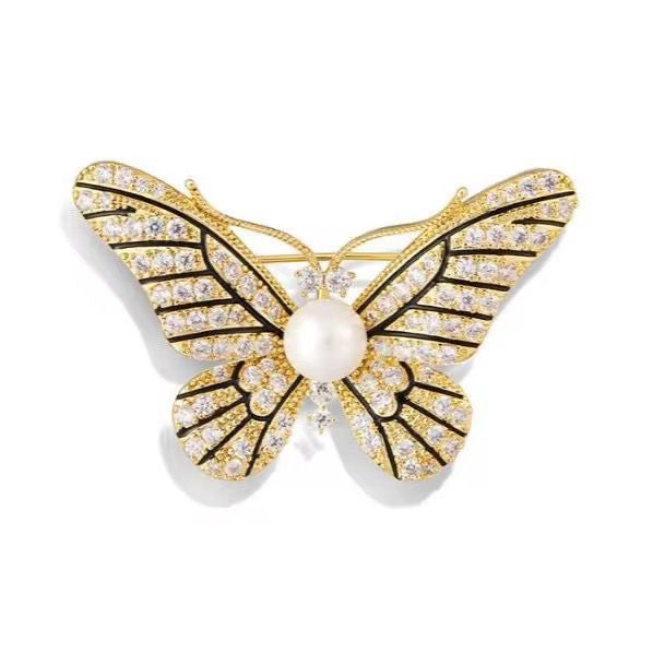 BR 101 Textured butterfly Zircon Brooch ( 1 PC ) Anti Resistant