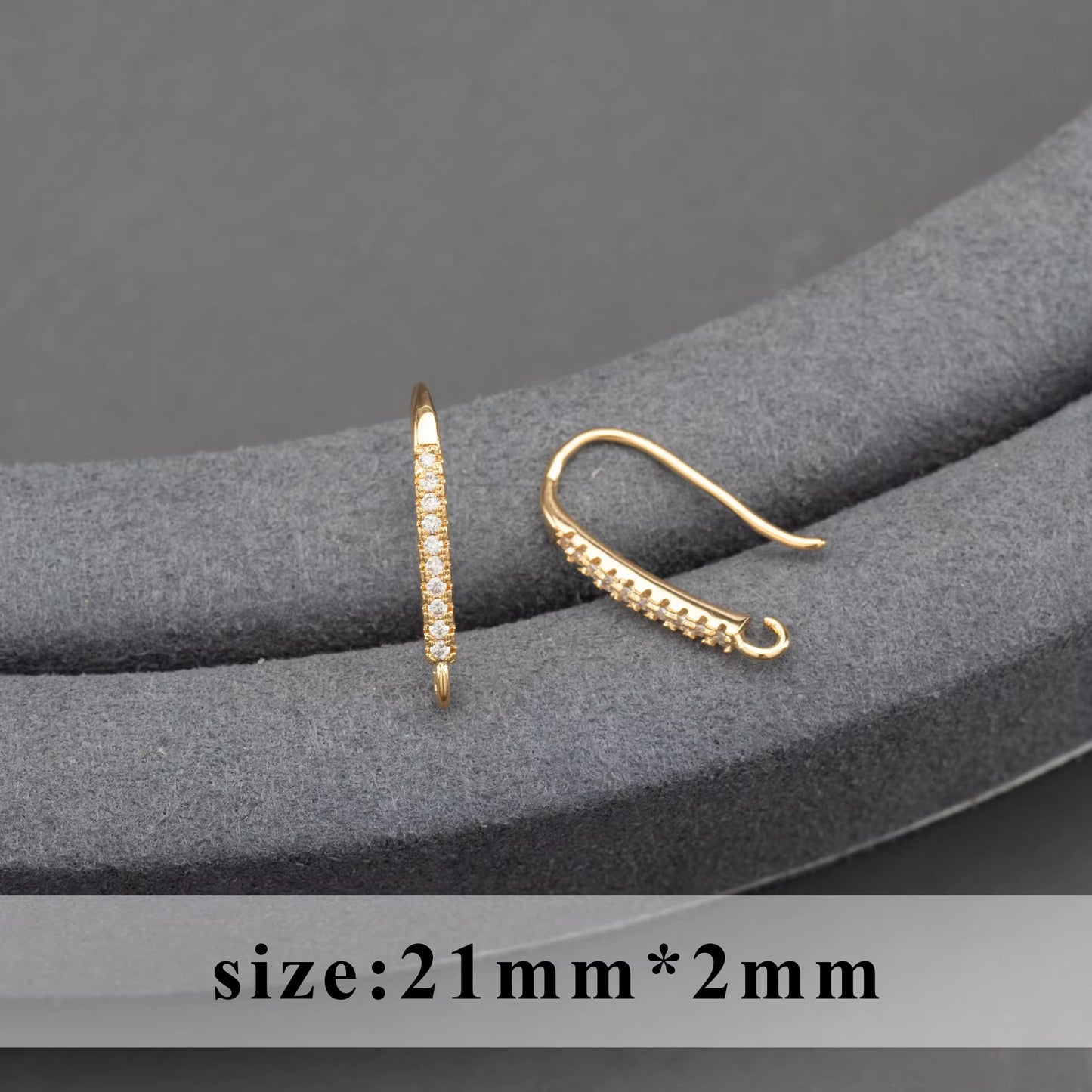 SS 2335 Dainty Zircon hook 18k gold plated ( 2 pc ) Anti tarnish