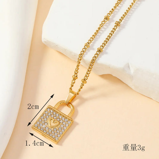 SS 1929 heart zircon lock Stainless steel charm ( 1 pc ) Anti tarnish