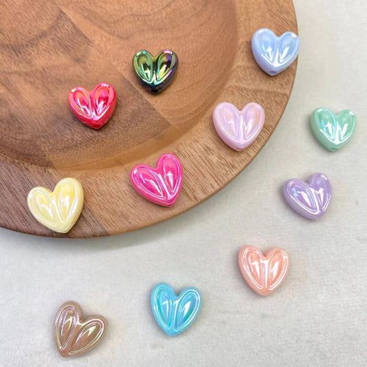 BBB 389 Heart Luminous Bead ( 1 pc ) UV Plated Acrylic ( 15mm )