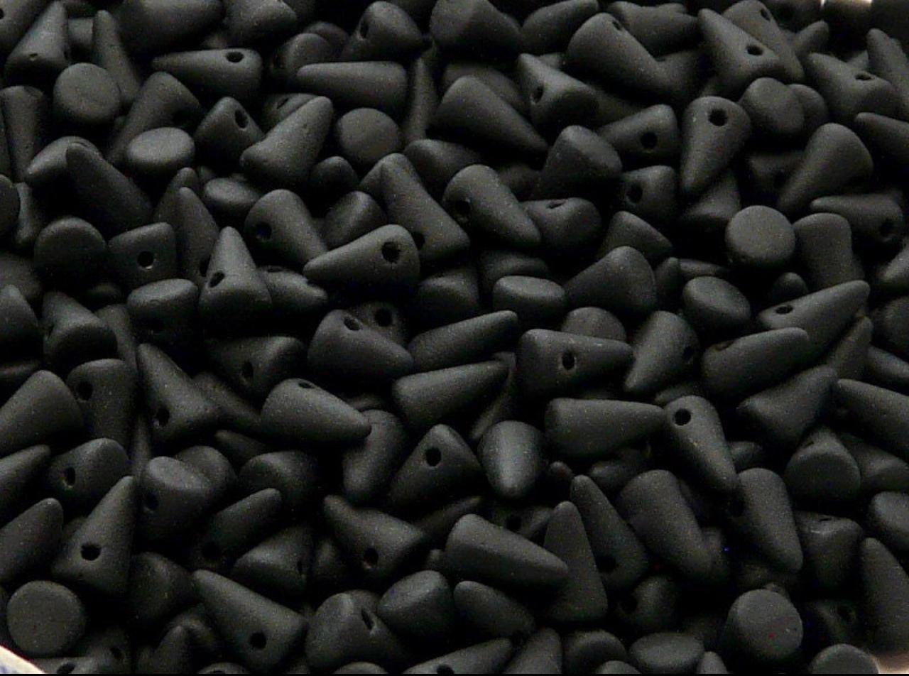 BBB 113 (C) Czech pressed Glass spike Beads Jet Matte - (1PC)
