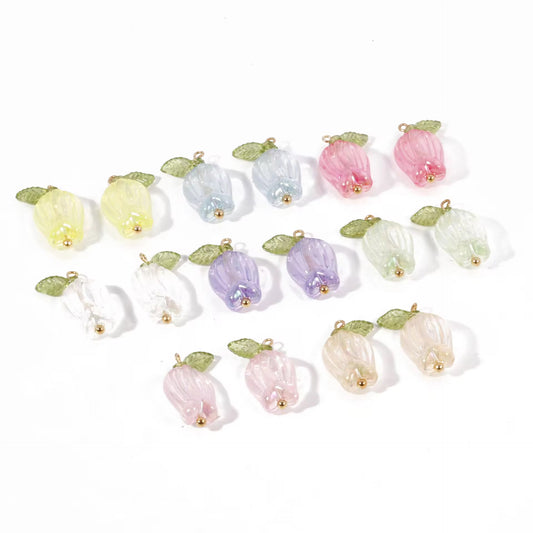 BBB 362 (c) Light Blue Tulip Flower Bead Set ( 1 pc ) UV Plated Acrylic ( 12:22 mm )
