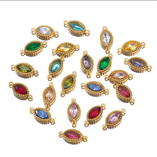 BBB 266 (f) Clear White Zircon Connector 18k Gold PVD plated 316 stainless steel ( 1 pc ) Anti tarnish ( 6:13 mm )