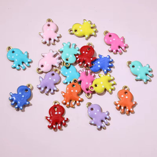 BBB 241 (e) Orange Octopus Tiny Charm 18K Gold PVD plated stainless steel ( 1 piece ) Anti tarnish ( 12:9 mm )