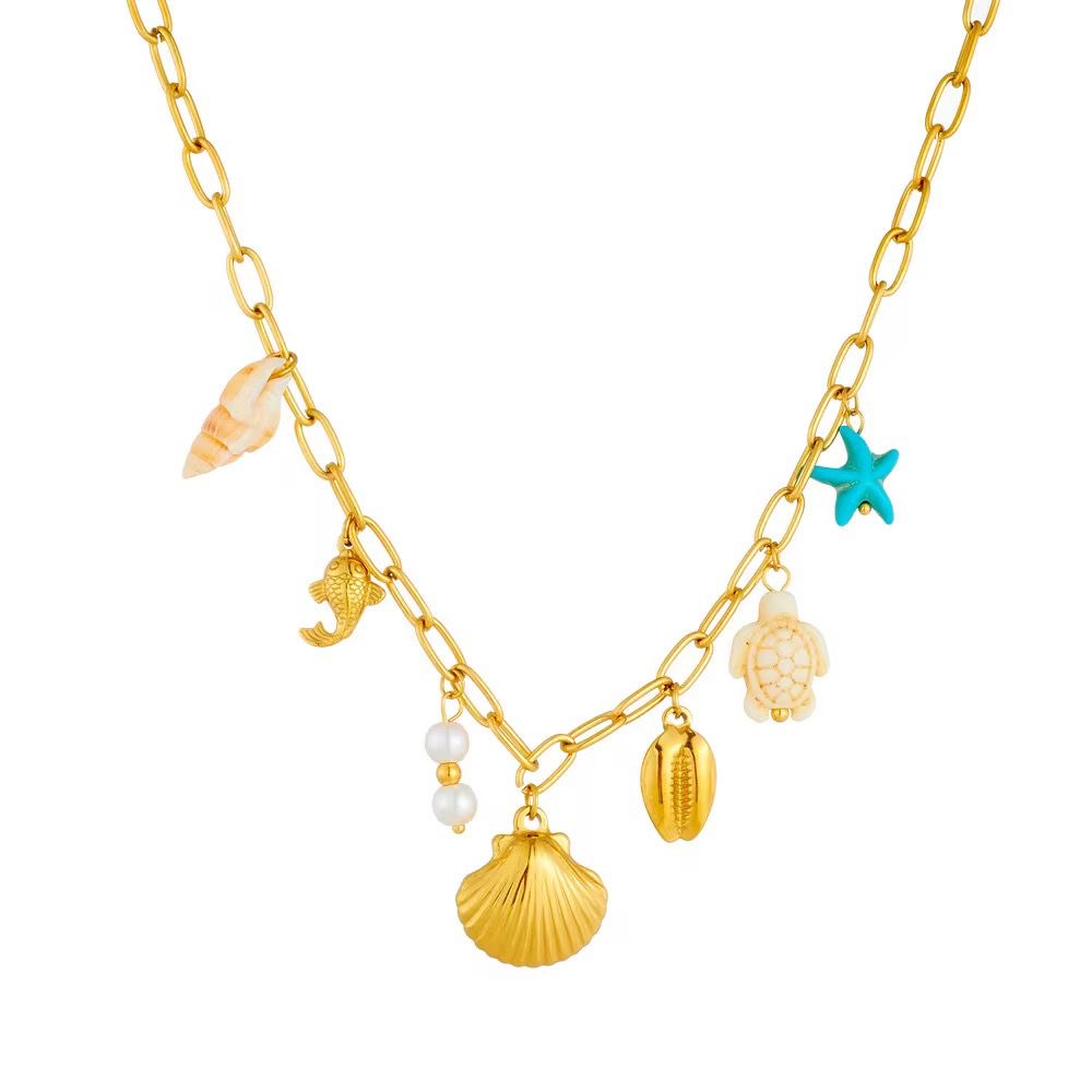 SJ 707 Ocean Theme Chunky Necklace - 18k Gold PVD plated stainless steel - Anti tarnish