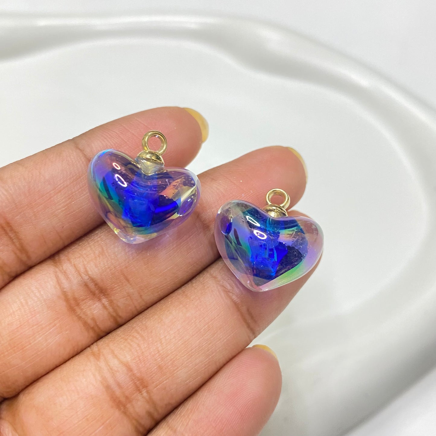 BBB 176 (B) Blue Heart glass Acrylic charm (1PC)