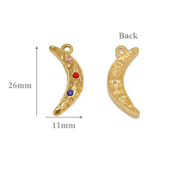 SS 2171 Zircon moon Stainless steel charm ( 1 pc ) Anti tarnish