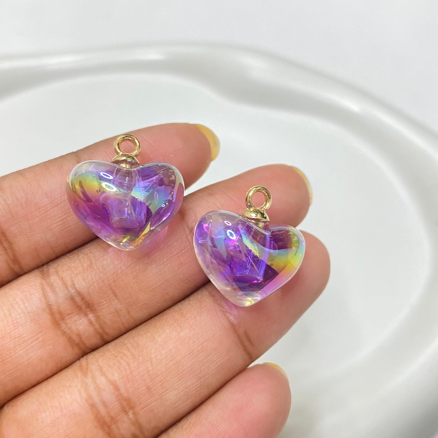 BBB 176 (C) Purple Heart glass Acrylic charm (1PC)