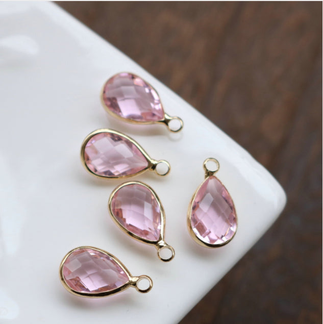 SS 411 Pink Crystal drop charm