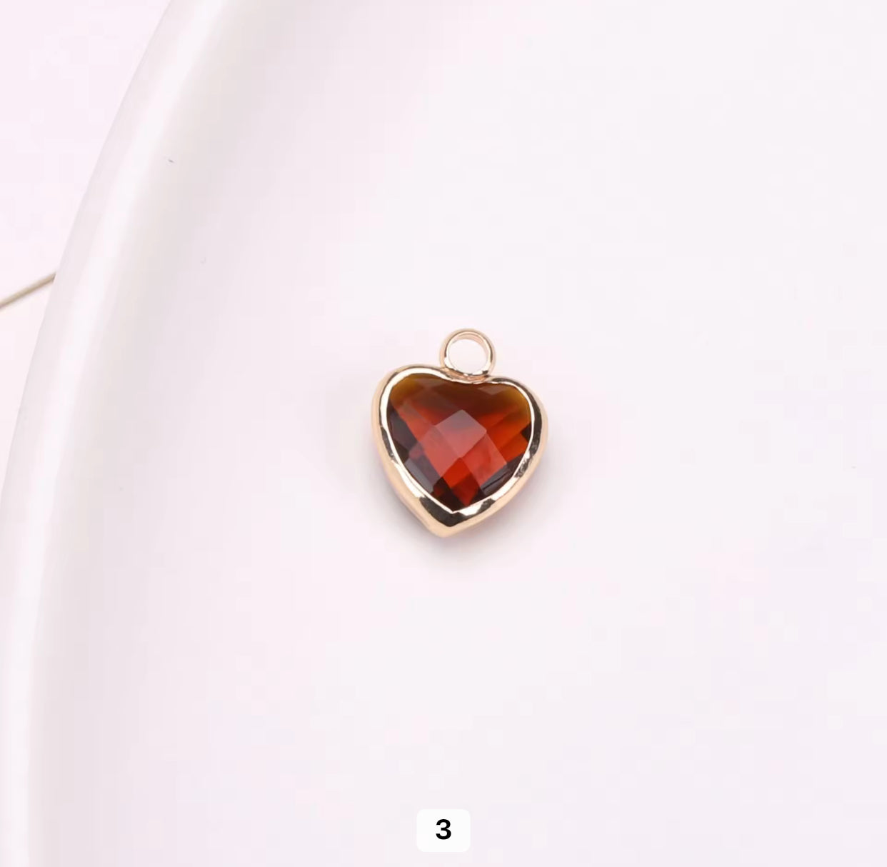 BBB 95 Heart 14k gold plated Zircon crystal charm ( 1 pc ) Anti tarnish ( 8 mm )