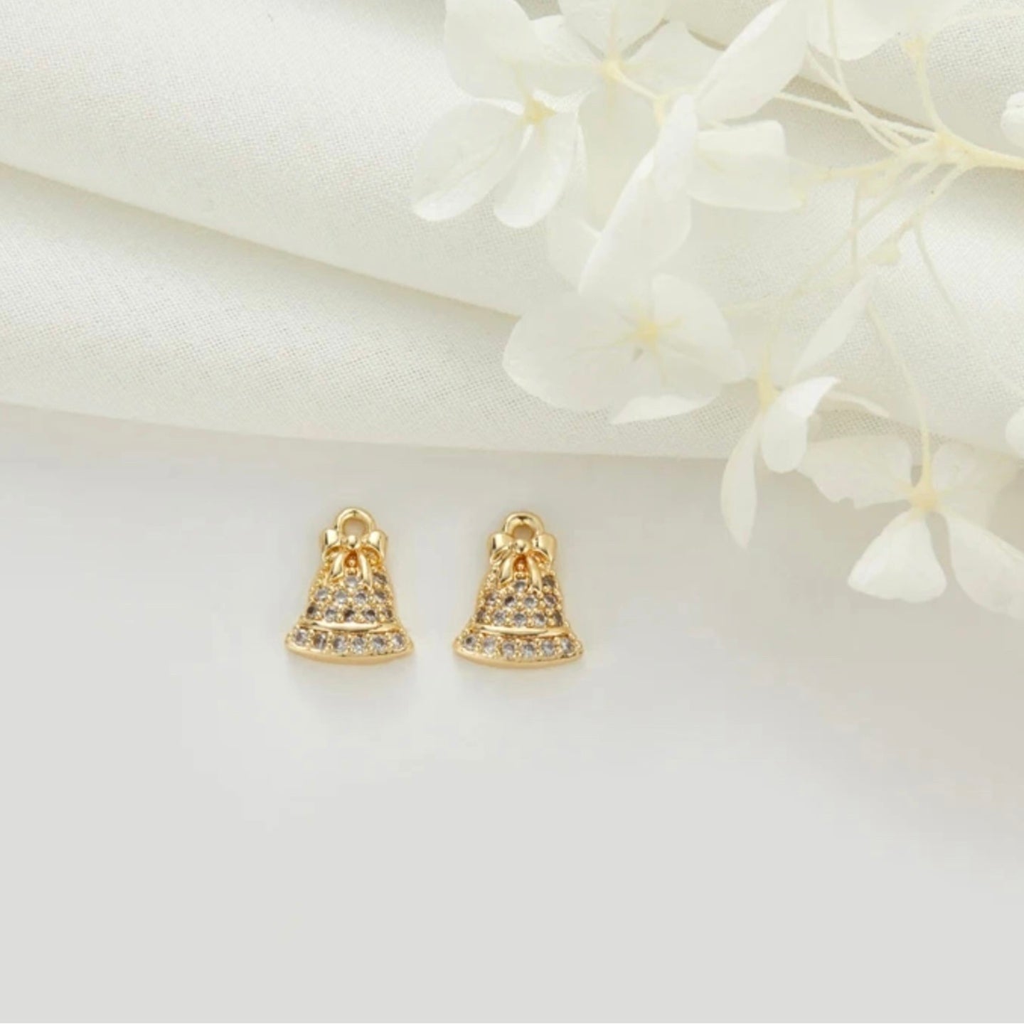 SS 462 Bell CZ gold plated charm ( 1 pc ) Anti tarnish