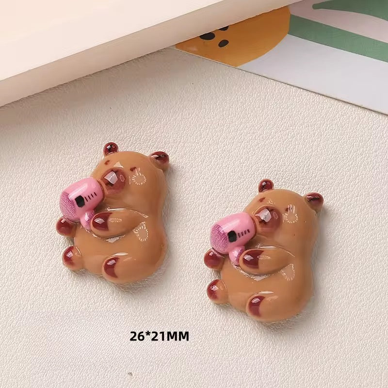 BBB 059 (c) Capibara cartoon Kawai themed resin charm ( 1 pc ) with / without Hook