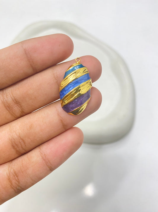 SS 2549 Vintage shiny striped charm 18k gold plated stainless steel ( 1 piece ) Anti tarnish