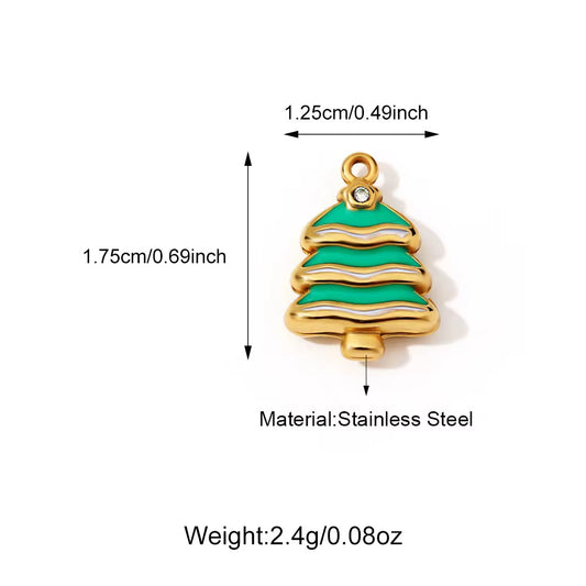 SS 1147 Christmas Tree Charm 18K Gold PVD plated stainless steel ( 1 piece ) Anti tarnish ( 18:13 mm )