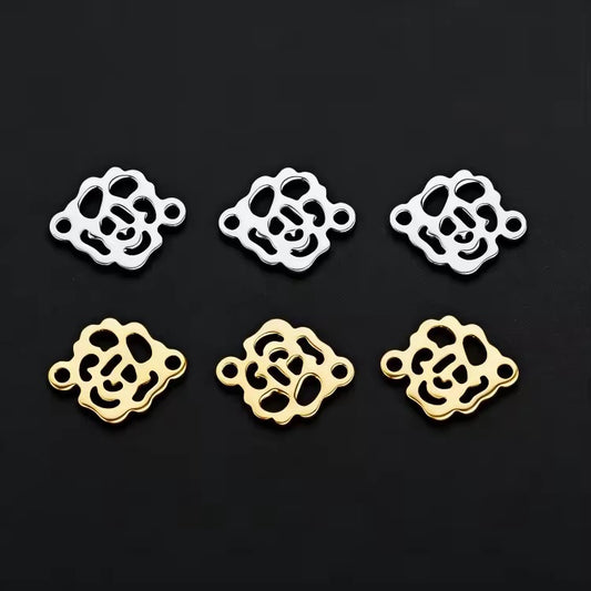 SS 1253 Rose Connector charm Silver plated 316 stainless steel ( 1 piece ) Anti tarnish ( 14:10.5 mm )