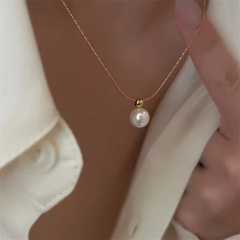 SS 182 Minimalist pearl necklace- 18k gold plated stainless steel - Anti tarnish - Wholesale