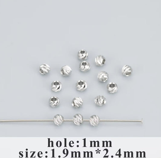 SS1352 Textured Round spacer bead Silver plated ( 1 pc ) - anti tarnish