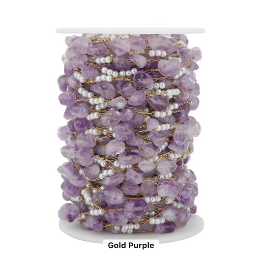 CN 147 Pearl stone Stainless steel chain - per feet - Anti tarnish