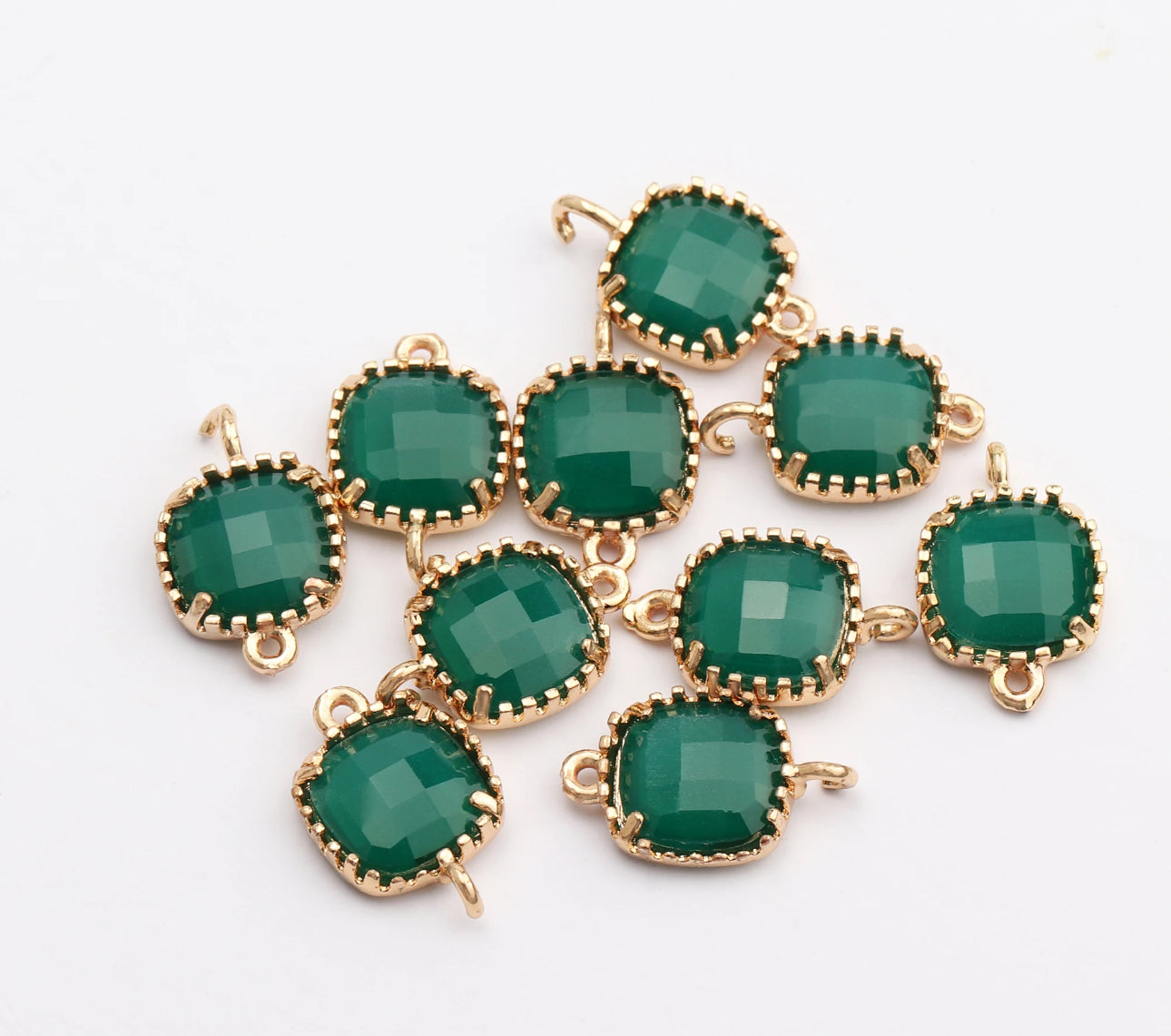 CZ 1294 green gold plated crystal connector - per piece - anti tarnish