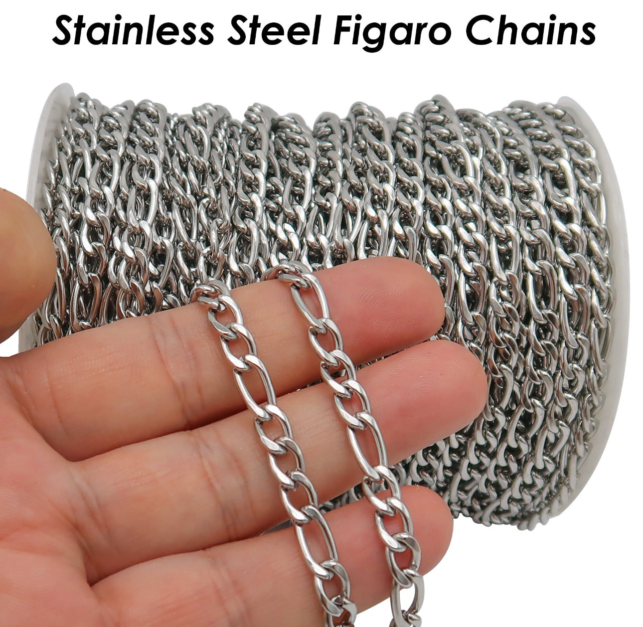 CN 119 Figaro chain silver stainless steel ( 1 feet ) anti tarnish