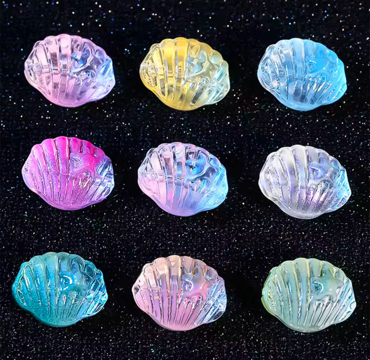 BBB 014 Shell star embedded glass lamp work bead ( 1 pc )