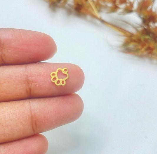 BC02G Dog paw charm ( 1 pc ) Raw brass