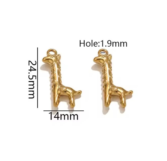 SC01A Giraffe charm 18k Gold PVD plated 316 stainless steel ( 1 pc ) Anti tarnish ( 24.5*14 mm )