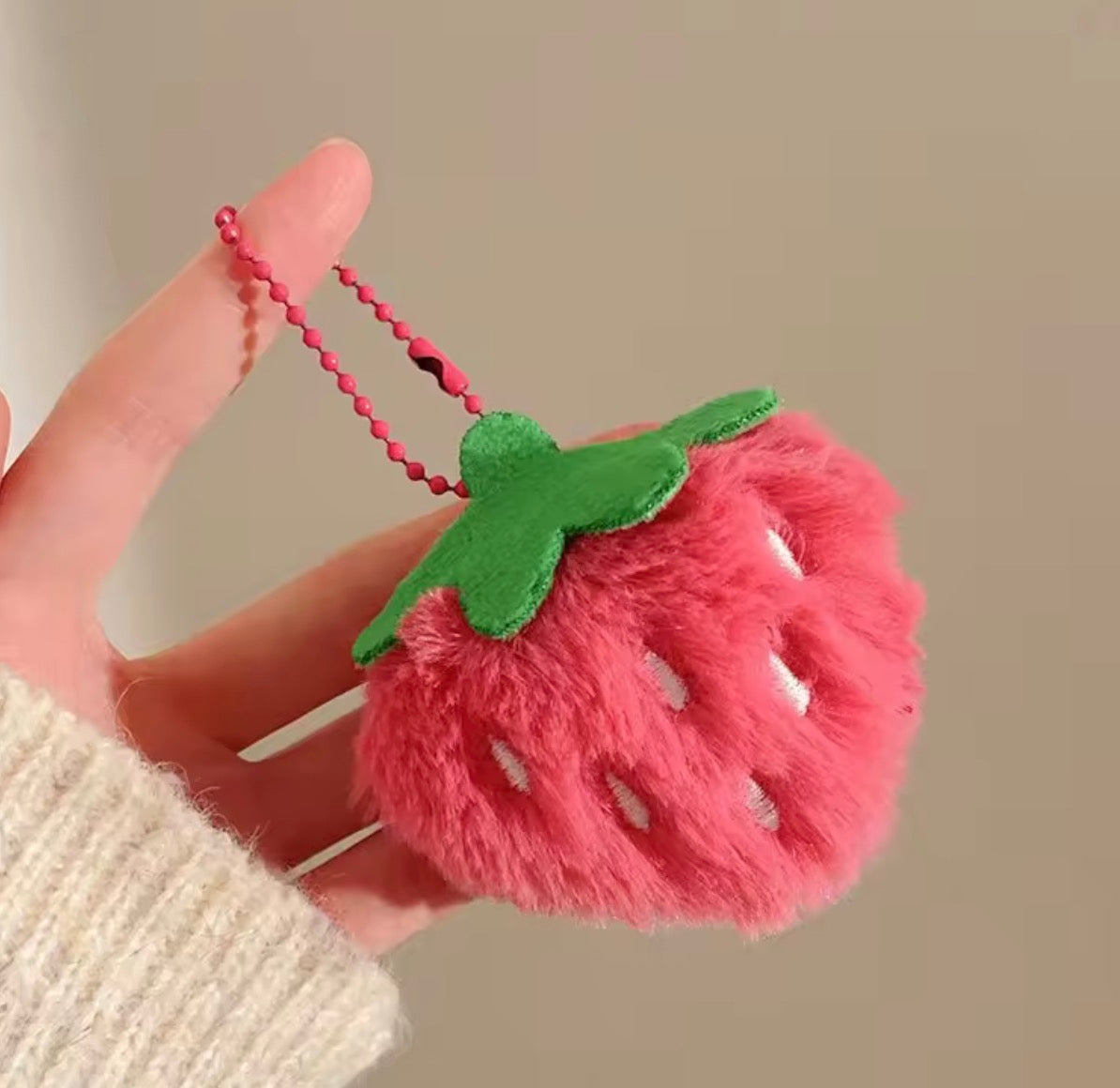 PK 127 Strawberry 3D Plush Toy Keychain ( 1 pc ) Imported Premium Quality