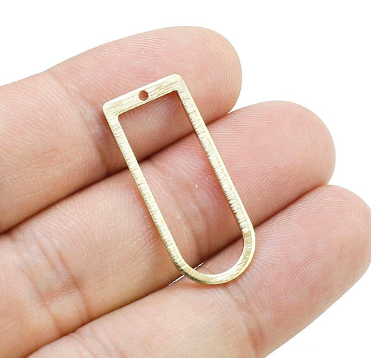 BC01S D Shaped Textured Bezel charm ( 1 pc ) Raw Brass