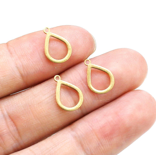 BC01H Teardrop Bezel charm ( 1 pc ) Raw Brass